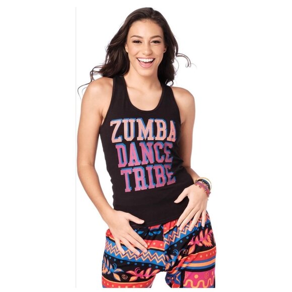 Zumba Dance Tribe Womens Black Racerback Tank Top Improved Fit XS - Picture 1 of 3